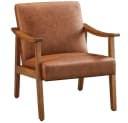 Yaheetech Relaxsessel Retro Loungesessel Kunstleder Hellbraun Bild 2