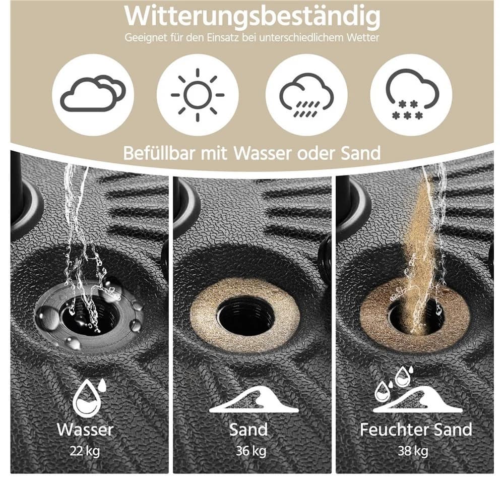 Yaheetech Schirmständer Rund Schwarz Befüllbar 50 cm - Bild 5