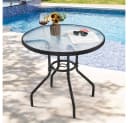 Yaheetech Gartentisch rund Ø70 cm mit Schirmloch & Glasplatte Bild 1