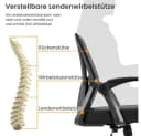 Yaheetech Drehstuhl Höhenverstellbar mit Lendenwirbelstütze & Klapparmlehnen Bild 5
