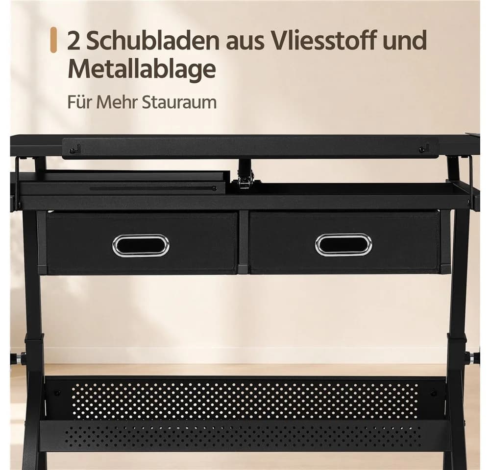 Yaheetech Zeichentisch mit Hocker, verstellbar 0-62,5°, schwarz - Bild 5
