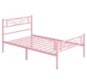 Yaheetech Metallbettgestell mit Kopfteil Rosa Modern Bild 1