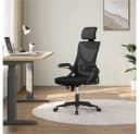 Yaheetech Bürostuhl Schwarz Ergonomisch mit Verstellbarer Kopfstütze Bild 1