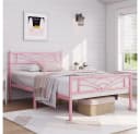 Yaheetech Metallbett Rosa mit Kopfteil und Stauraum Bild 3