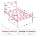 Yaheetech Metallbett Rosa mit Kopfteil und Stauraum Bild 4