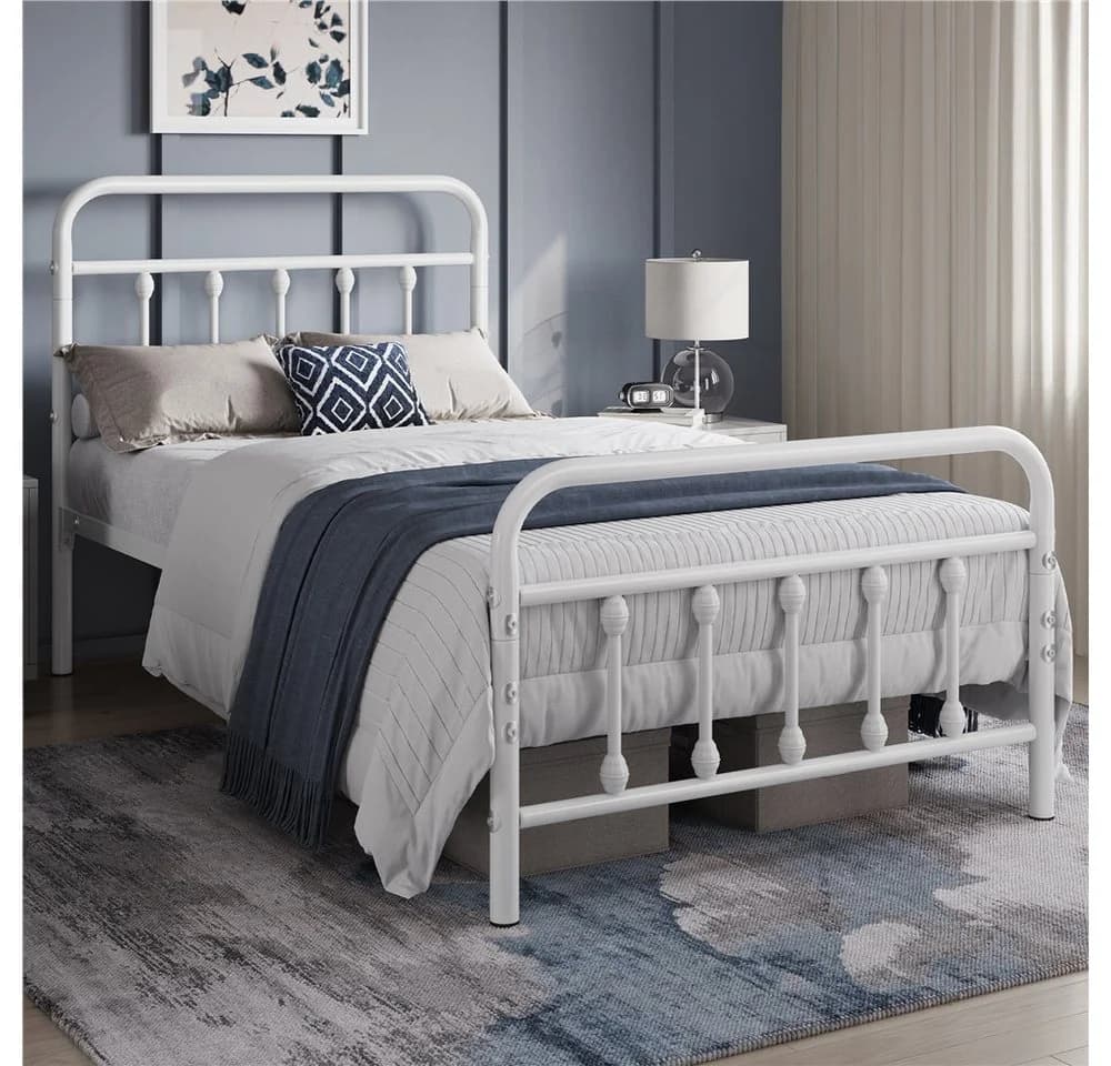 Yaheetech Metallbett Retro Weiß