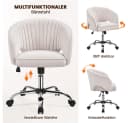 Yaheetech Drehstuhl Höhenverstellbar Cremeweiß mit Neigungsfunktion Bild 5