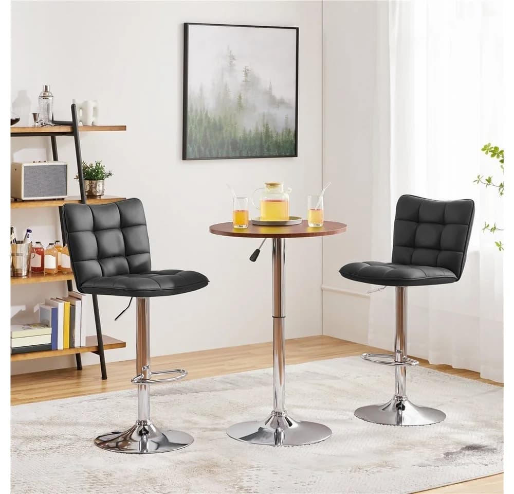 Yaheetech Barhocker Set 2 Stk Schwarz Höhenverstellbar Drehbar