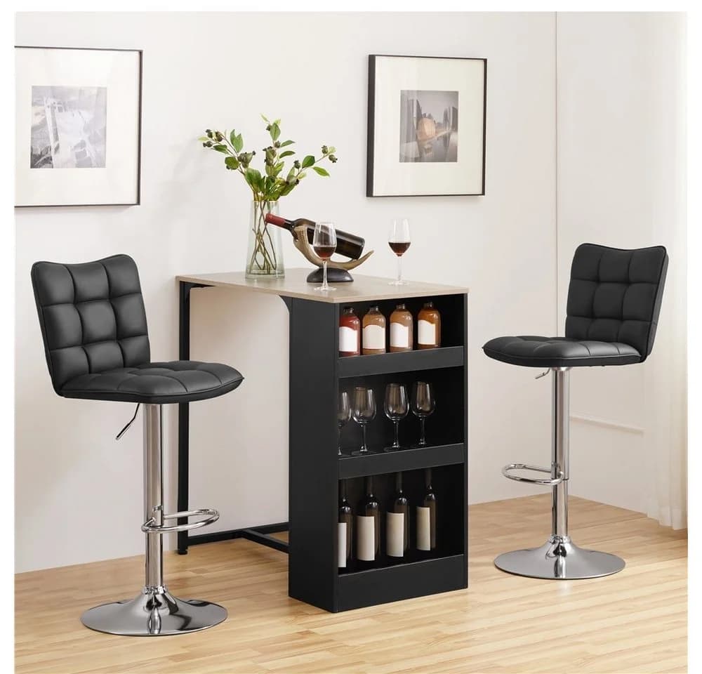 Yaheetech Barhocker Set 2 Stk Schwarz Höhenverstellbar Drehbar - Bild 3