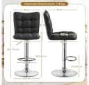 Yaheetech Barhocker Set 2 Stk Schwarz Höhenverstellbar Drehbar Bild 5