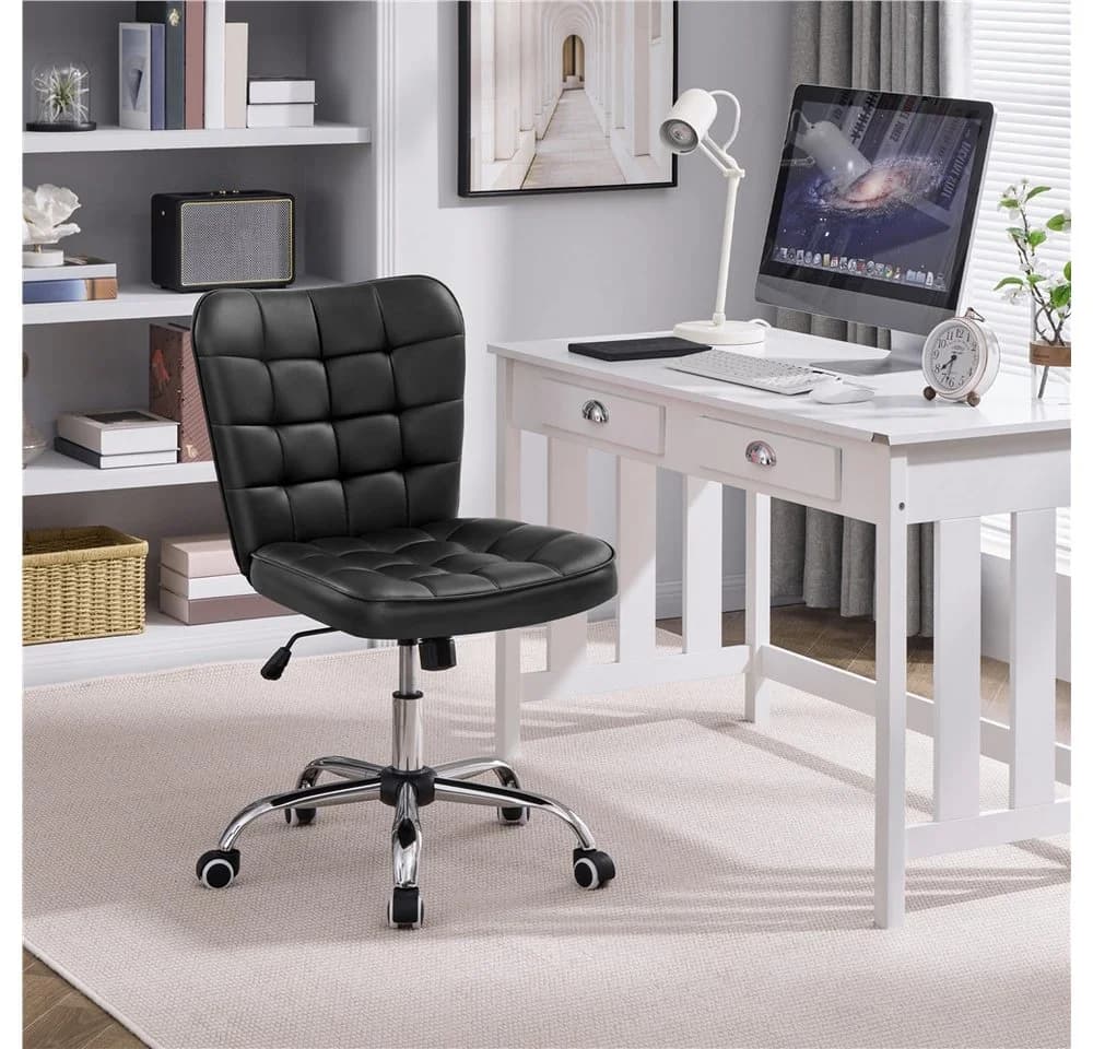 Yaheetech Bürostuhl Schwarz höhenverstellbar mit Rollen - Bild 3