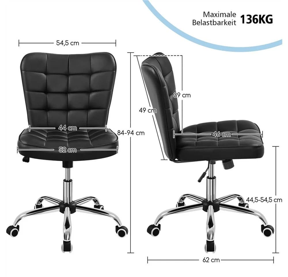 Yaheetech Bürostuhl Schwarz höhenverstellbar mit Rollen - Bild 4