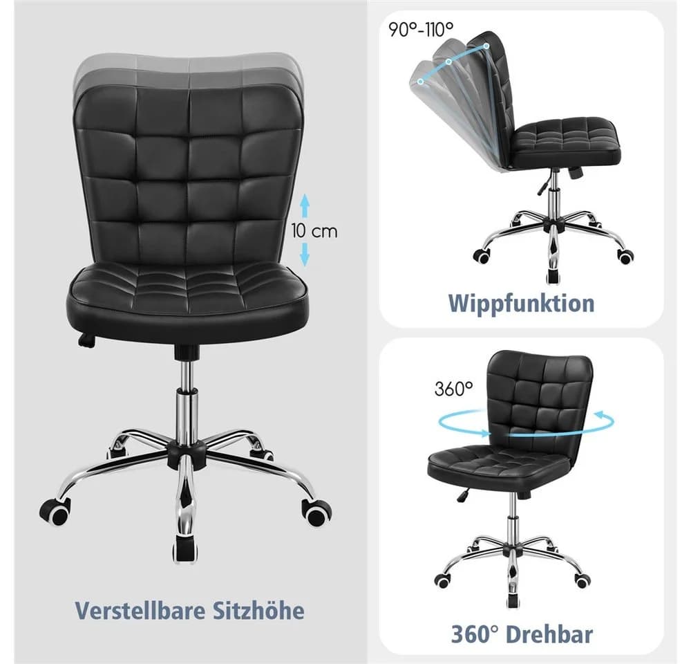 Yaheetech Bürostuhl Schwarz höhenverstellbar mit Rollen - Bild 5