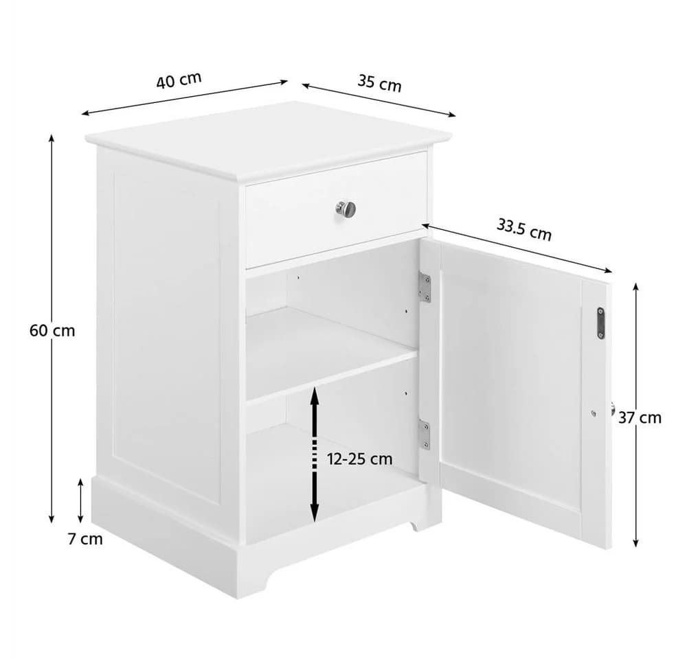 Yaheetech Nachtkonsole 2er Set Weiß MDF Metall - Bild 4