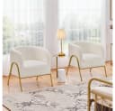 Yaheetech Ohrensessel Loungesessel Beige Bouclé Metallbeine Bild 1
