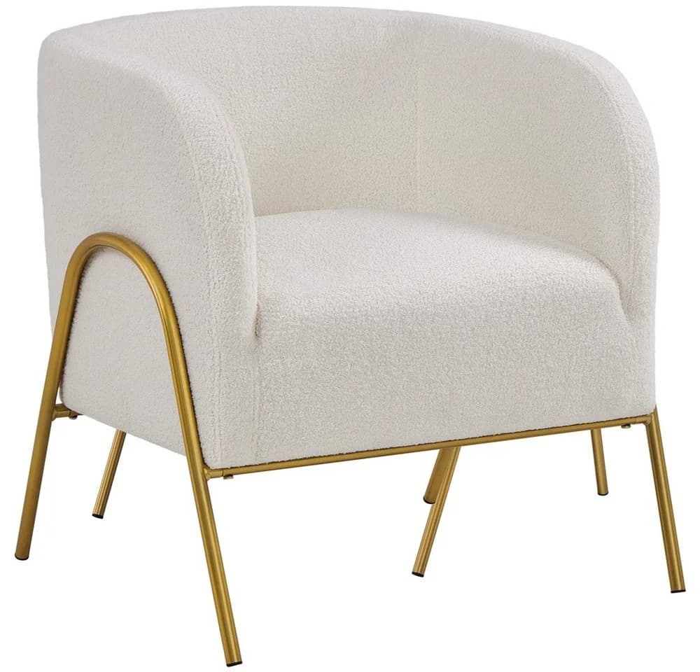 Yaheetech Ohrensessel Loungesessel Beige Bouclé Metallbeine - Bild 2