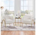 Yaheetech Ohrensessel Loungesessel Beige Bouclé Metallbeine Bild 3