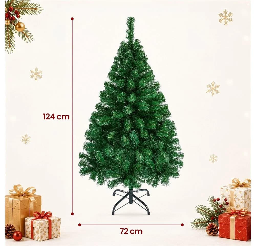 Yaheetech Künstlicher Weihnachtsbaum 124 cm Grün mit Metallständer - Bild 4