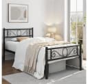 Yaheetech Metallbett mit Kopfteil Schwarz Industrieller Stil Bild 1