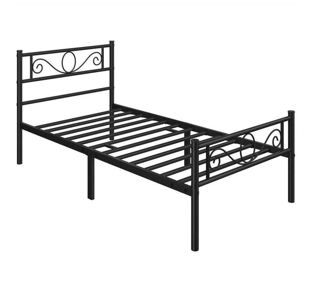 Yaheetech Metallbett mit Kopfteil Schwarz Industrieller Stil - Bild 2