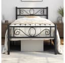 Yaheetech Metallbett mit Kopfteil Schwarz Industrieller Stil Bild 3