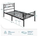 Yaheetech Metallbett mit Kopfteil Schwarz Industrieller Stil Bild 4