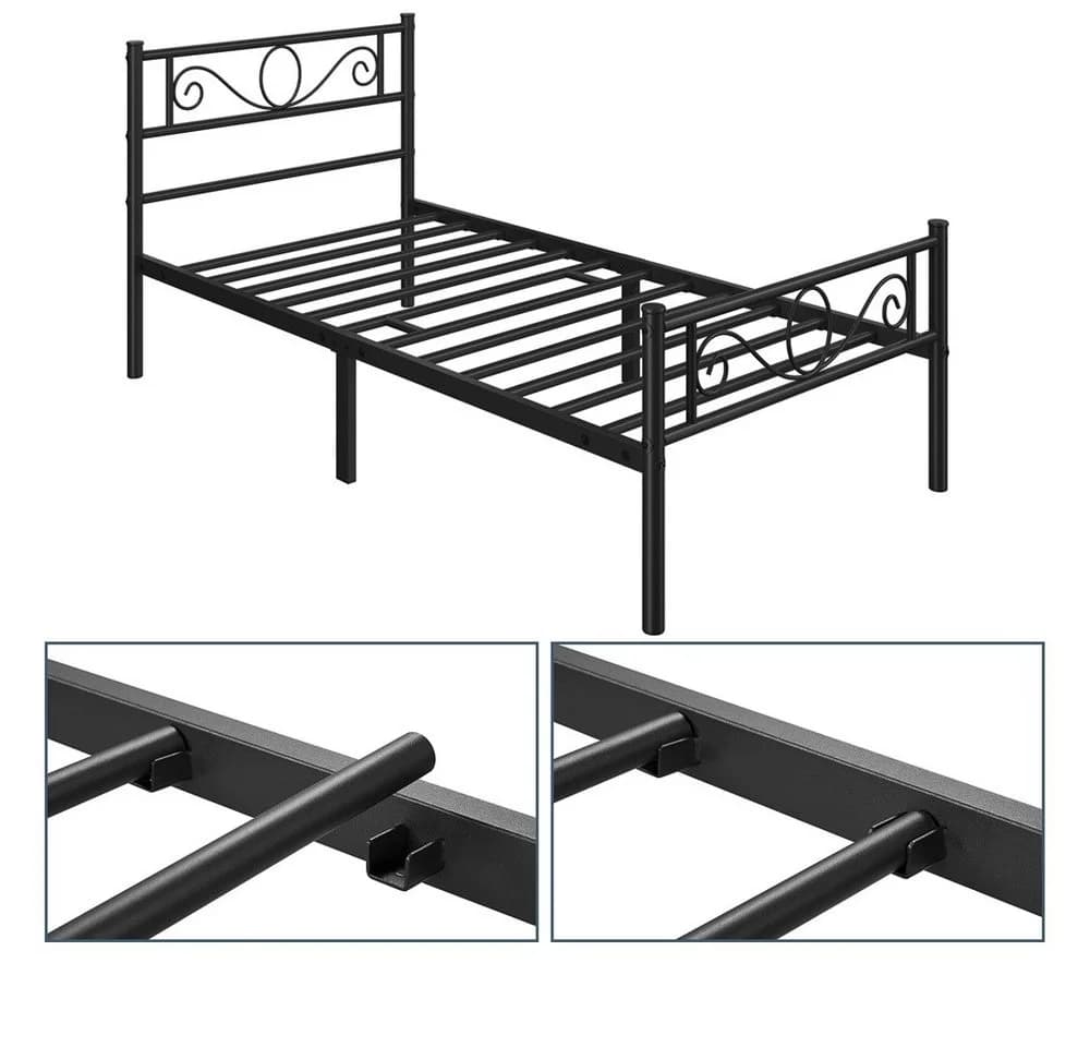 Yaheetech Metallbett mit Kopfteil Schwarz Industrieller Stil - Bild 5