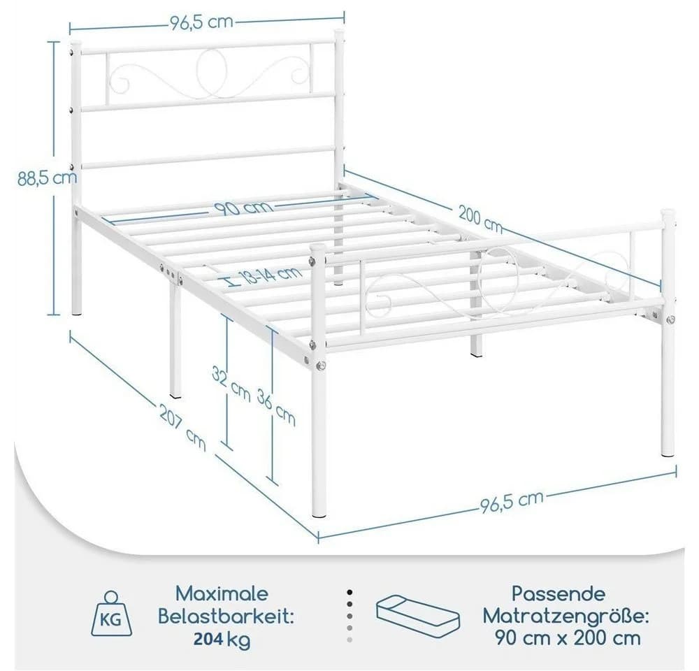Yaheetech Metallbett mit Kopfteil Industrieller Stil - Bild 3