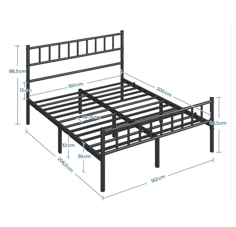 Yaheetech Metallbettgestell Einzelbettgestell Doppelbettgestell Schwarz - Bild 4