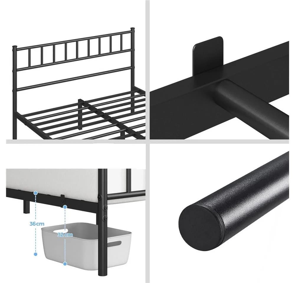 Yaheetech Metallbettgestell Einzelbettgestell Doppelbettgestell Schwarz - Bild 5