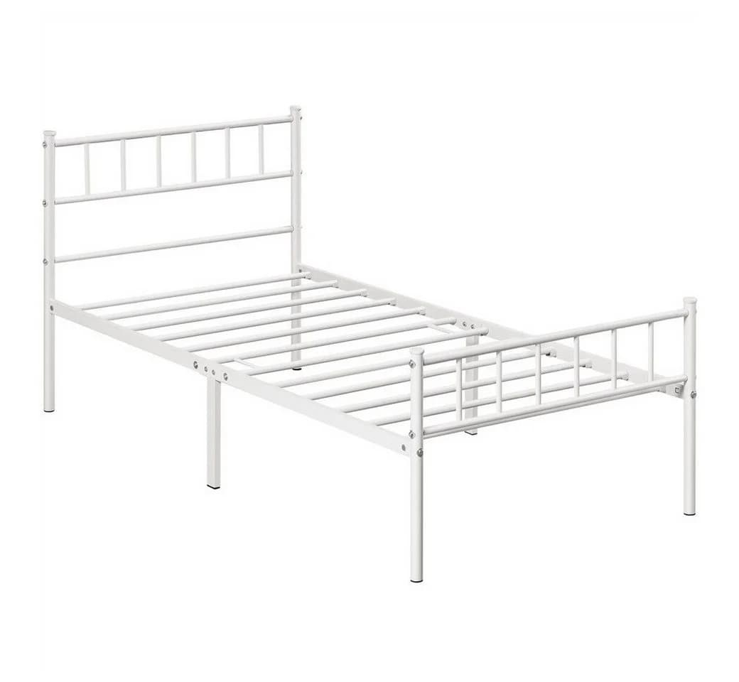 Yaheetech Metallbett Einzelbettgestell Doppelbettgestell Weiß - Bild 2