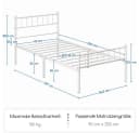 Yaheetech Metallbett Einzelbettgestell Doppelbettgestell Weiß Bild 5