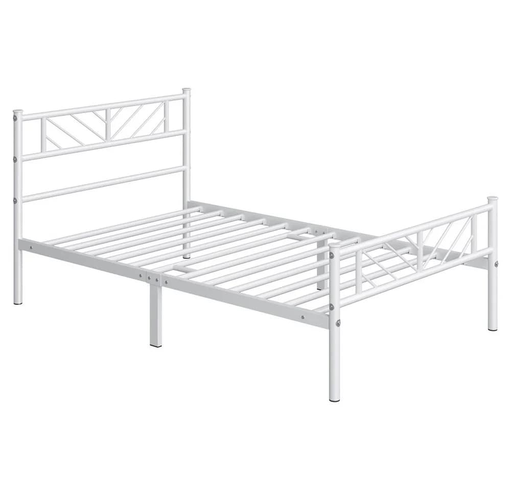 Yaheetech Metallbett Minimalistisch mit Kopfteil und Lattenrost
