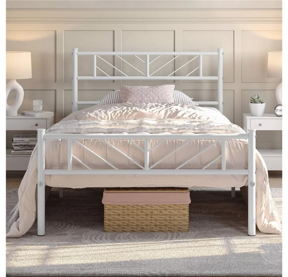 Yaheetech Metallbett Minimalistisch mit Kopfteil und Lattenrost - Bild 2