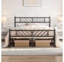 Yaheetech Metallbett Bettgestell 90x190/90x200/140x200cm, Minimalistischer Bettrahmen mit Kopfteil Bild 2