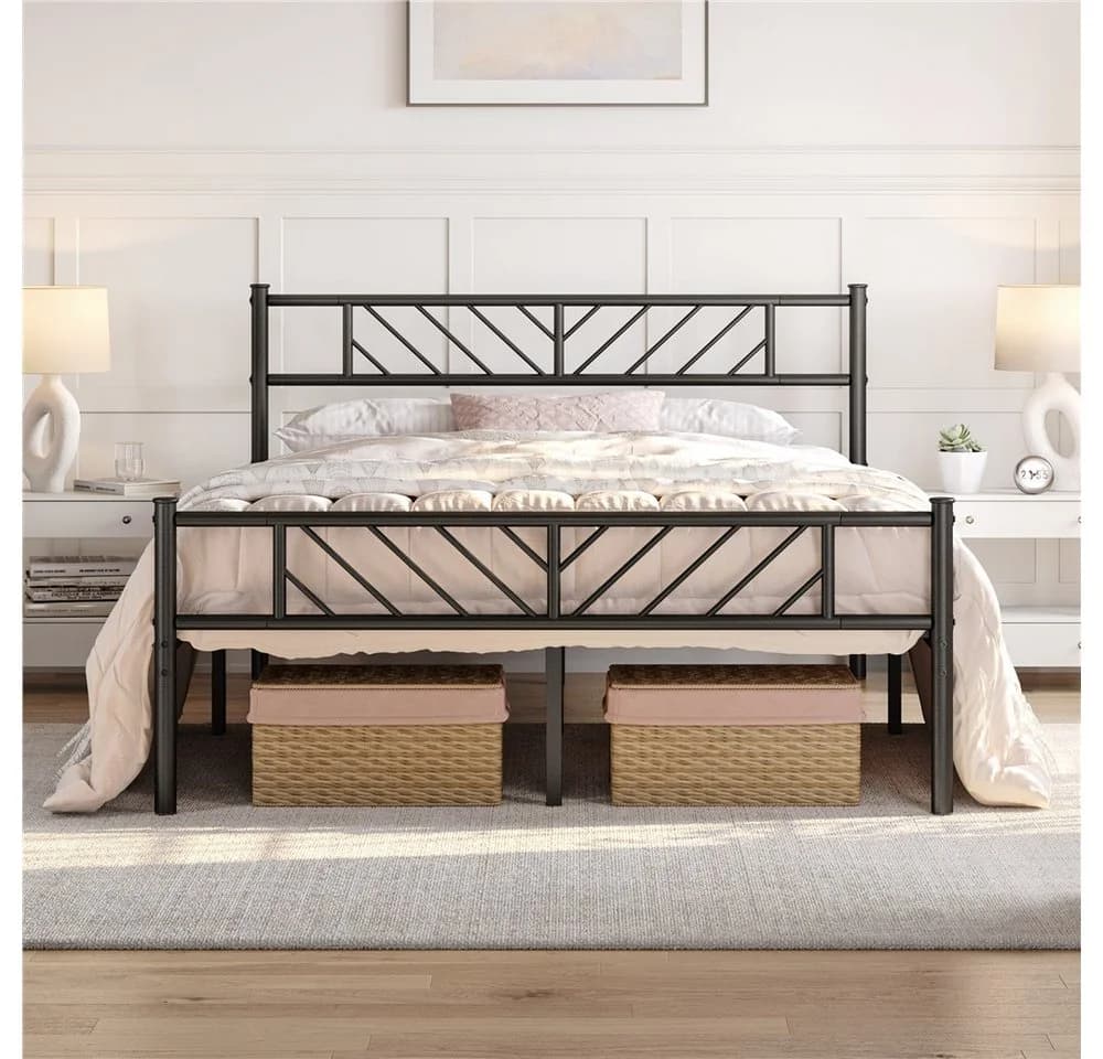 Yaheetech Metallbett Bettgestell 90x190/90x200/140x200cm, Minimalistischer Bettrahmen mit Kopfteil - Bild 2