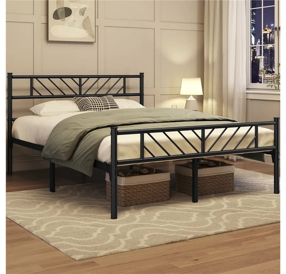 Yaheetech Metallbett Bettgestell 90x190/90x200/140x200cm, Minimalistischer Bettrahmen mit Kopfteil - Bild 3