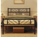 Yaheetech Metallbett Minimalistischer Bettrahmen mit Kopfteil Schwarz Bild 2