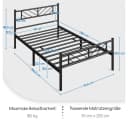 Yaheetech Metallbett Minimalistischer Bettrahmen mit Kopfteil Schwarz Bild 4