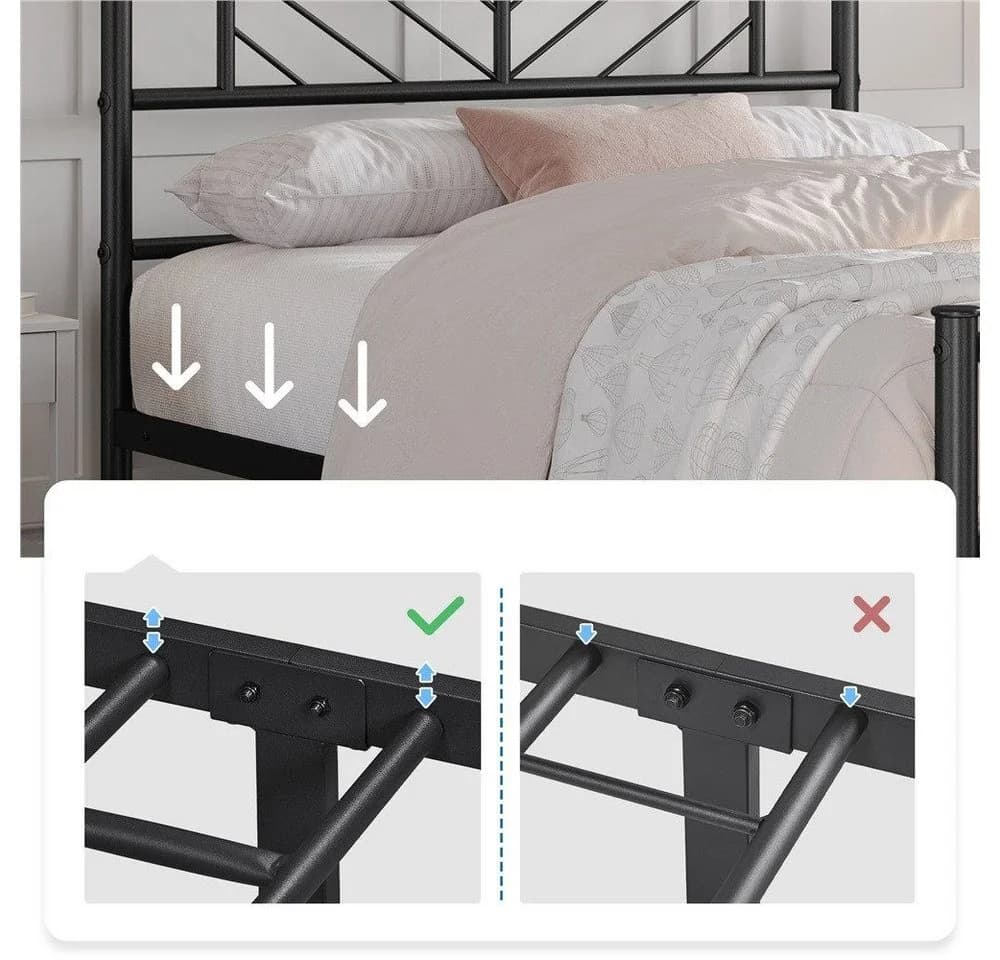 Yaheetech Metallbett Minimalistischer Bettrahmen mit Kopfteil Schwarz - Bild 5