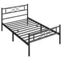 Yaheetech Metallbett mit Kopfteil und Lattenrost Schwarz Bild 2