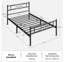 Yaheetech Metallbett mit Kopfteil und Lattenrost Schwarz Bild 4