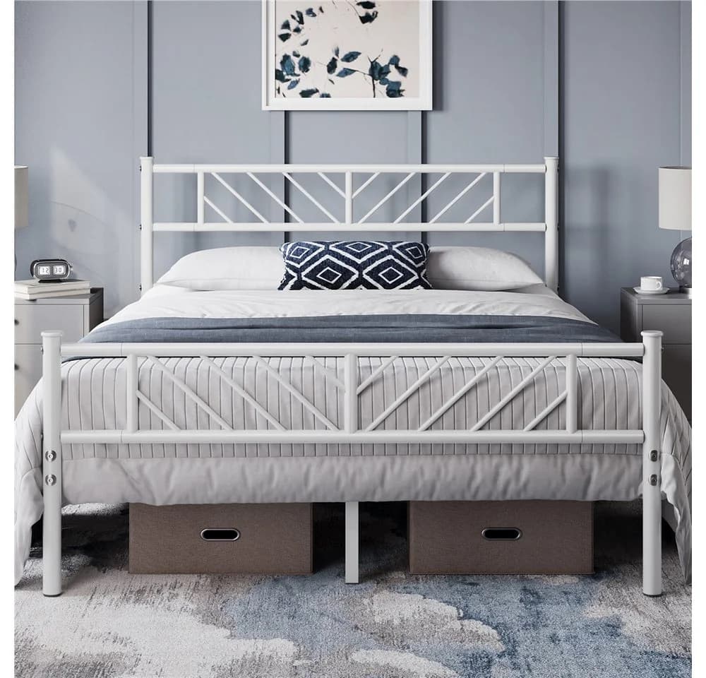 Yaheetech Metallbett Bettgestell 90x190/90x200/140x200cm, Minimalistischer Bettrahmen mit Kopfteil - Bild 2