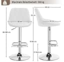 Yaheetech Barhocker Set 2 Stk Weiß Verstellbar Kunstleder Bild 5