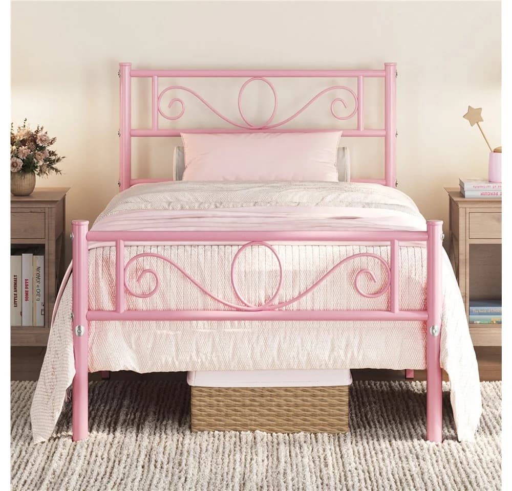 Yaheetech Metallbett mit Kopfteil, Einzelbett/Doppelbett Metallbettrahmen, 90-160 cm (B) - Bild 3