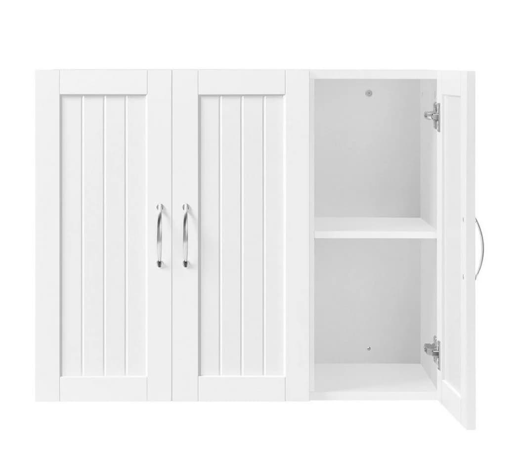 Yaheetech Hängeschrank Wandschrank Badkommode 3 Türen Weiß Höhenverstellbar - Bild 2