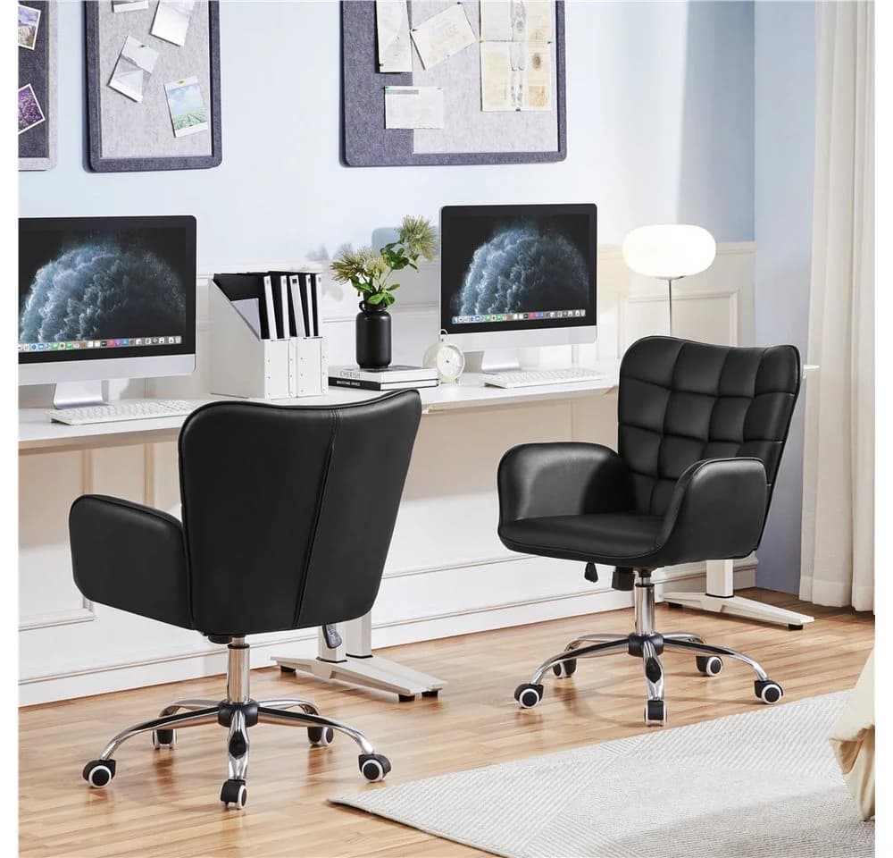Yaheetech Bürostuhl Schwarz mit Wippfunktion und Höhenverstellung