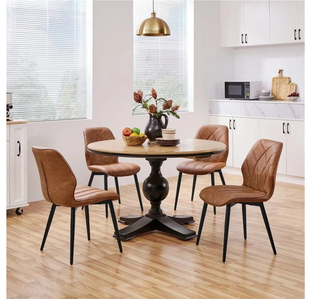 Yaheetech Küchenstuhl 2er Set Rostbraun Polsterstuhl Modern