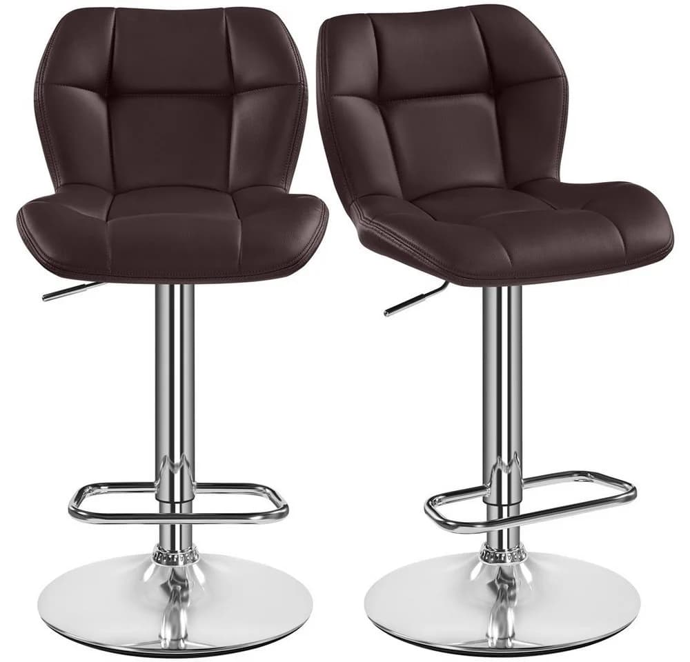 Yaheetech Barhocker Set 2-tlg. Braun höhenverstellbar mit Fußstütze - Bild 2
