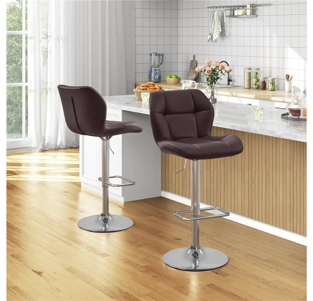 Yaheetech Barhocker Set 2-tlg. Braun höhenverstellbar mit Fußstütze - Bild 5